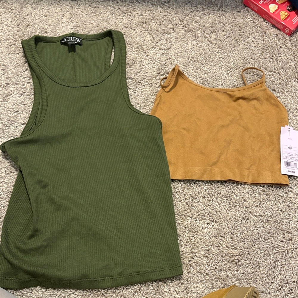 J. Crew Olive and Mustard Tank Top Set